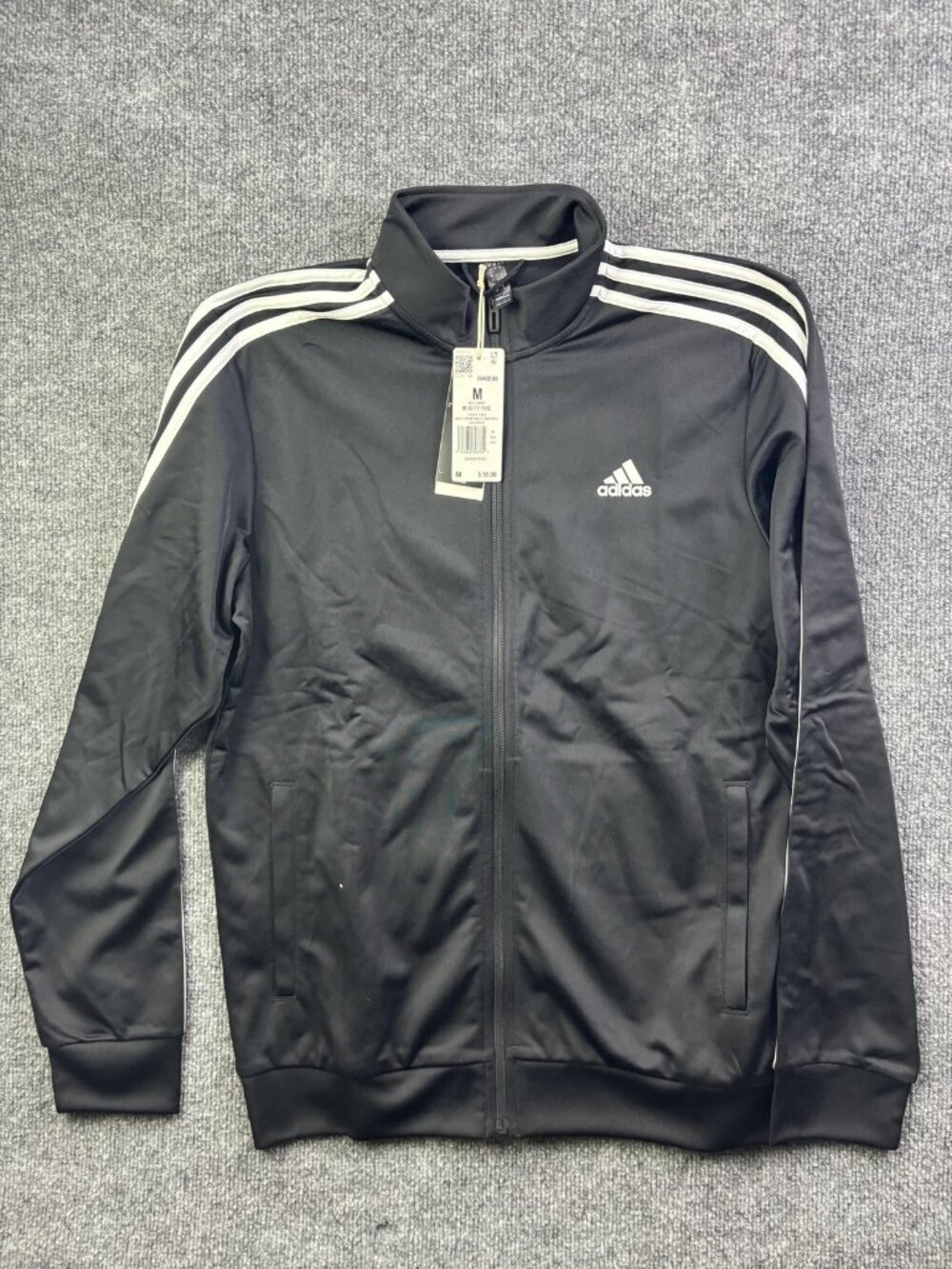 Adidas Jacket Mens Medium Black 3 Stripe Track Full Zip M 3S TT TRIC Athletic